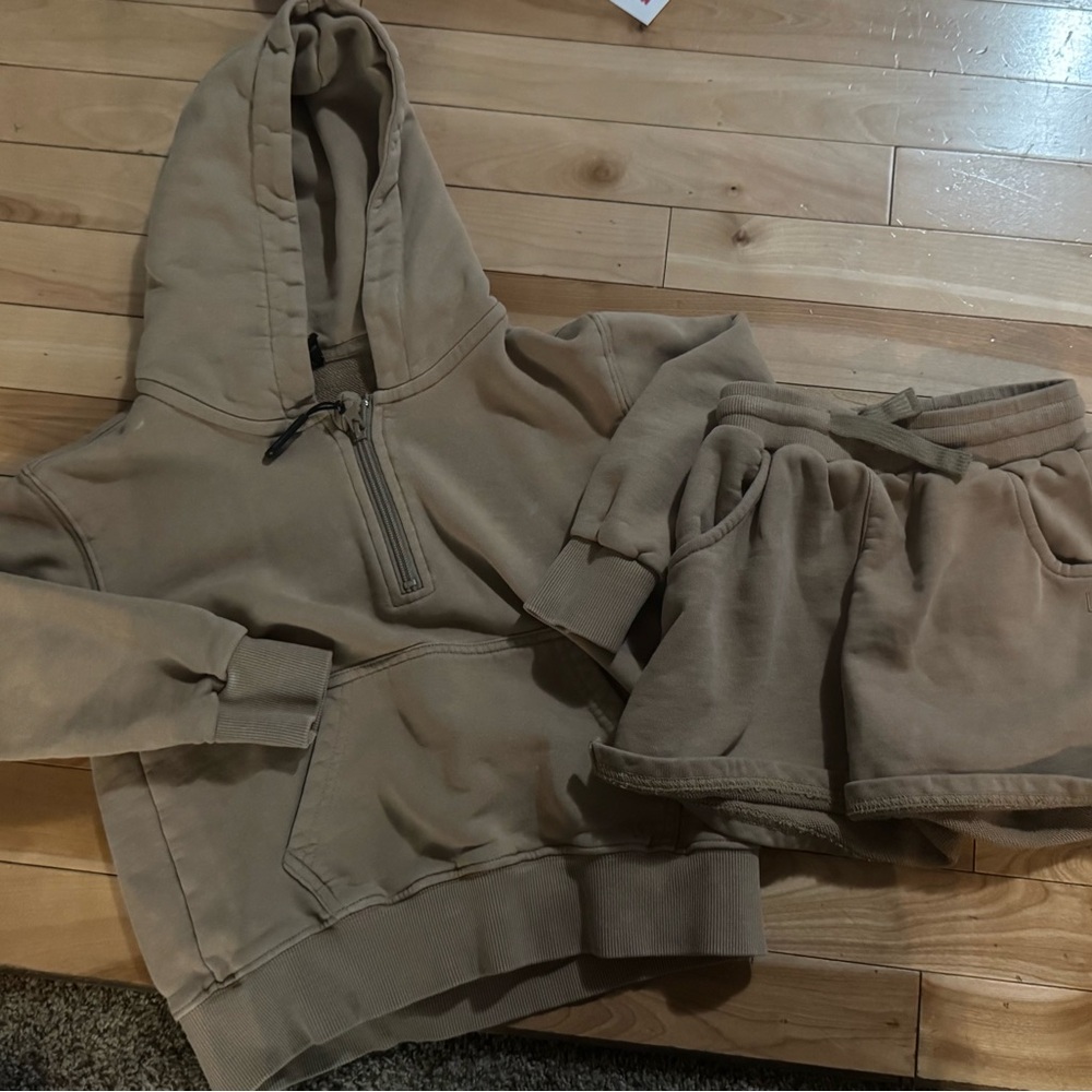 Little Bipsy Kids Tan Hoodie and Shorts Set